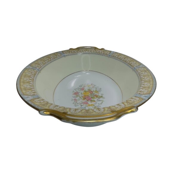 Vintage Noritake Claire China Oval Serving Bowl With Floral Center Gold Trim Jap - Picture 1 of 8